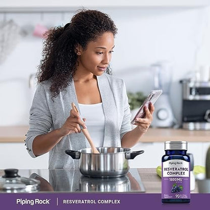 Piping Rock Resveratrol Complex | 90 Kapseln | Ultra Potent | Non-GMO, Glutenfrei