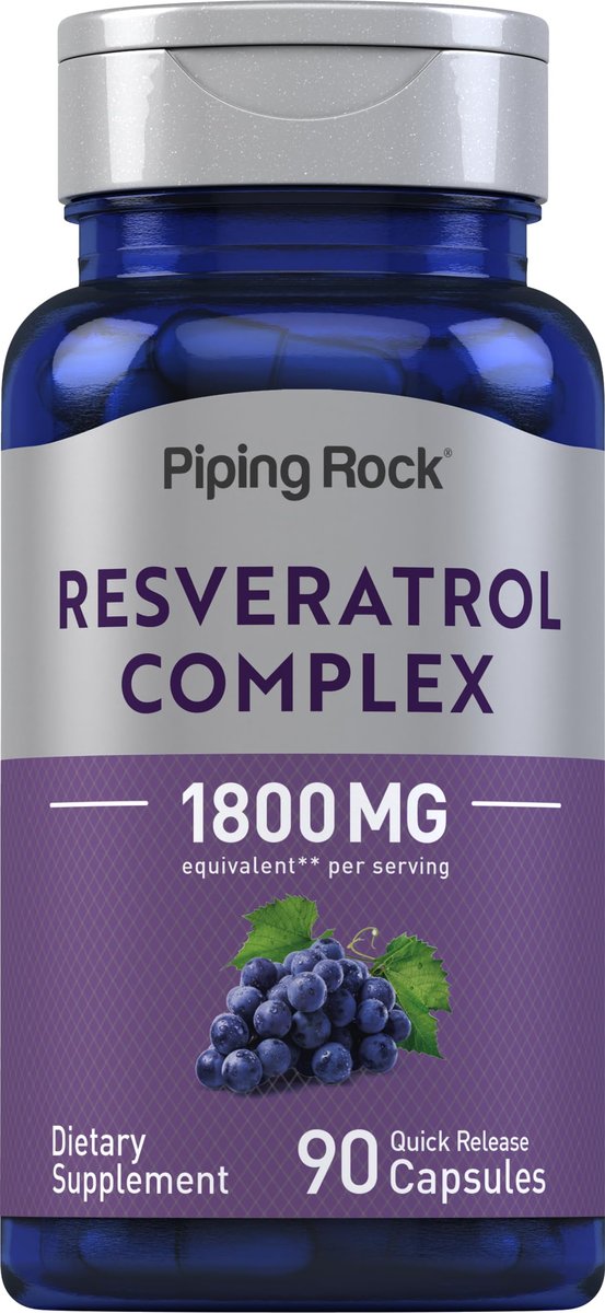 Piping Rock Resveratrol Complex | 90 Kapseln | Ultra Potent | Non-GMO, Glutenfrei
