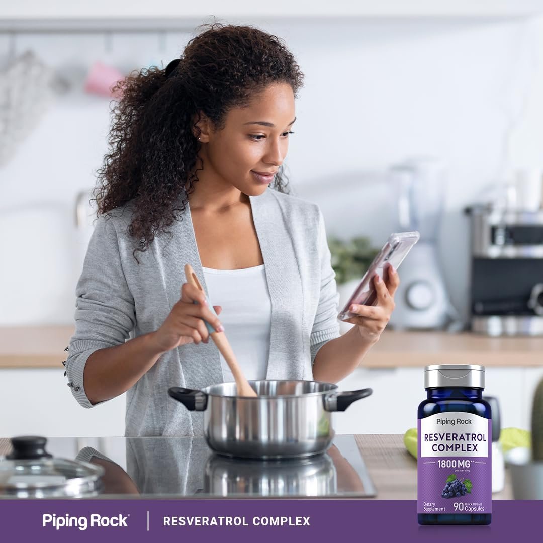 Piping Rock Resveratrol Complex | 90 Kapseln | Ultra Potent | Non-GMO, Glutenfrei