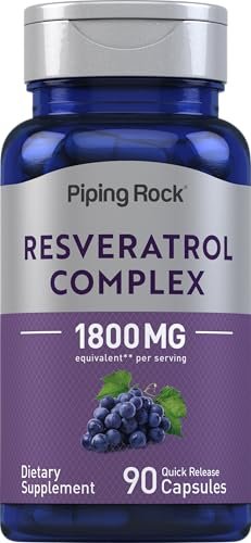Piping Rock Resveratrol Complex | 90 Kapseln | Ultra Potent | Non-GMO, Glutenfrei