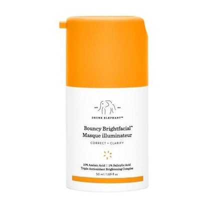 Drunk Elephant Bouncy Brightfacial – 50 ml/1,69 fl oz – Illuminierende Gesichtsmaske – Saubere klinische Hautpflege – Tierversuchsfrei – Dermatologisch getestet – Frei von ätherischen Ölen, Silikonen und Duftstoffen
