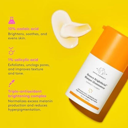 Drunk Elephant Bouncy Brightfacial – 50 ml/1,69 fl oz – Illuminierende Gesichtsmaske – Saubere klinische Hautpflege – Tierversuchsfrei – Dermatologisch getestet – Frei von ätherischen Ölen, Silikonen und Duftstoffen
