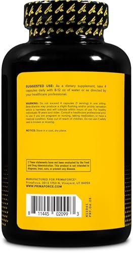 Primaforce Beta-Alanin Kapseln 3.400 mg, 180 Kapseln (45 Portionen) - Hochwirksames Beta-Alanin Supplement