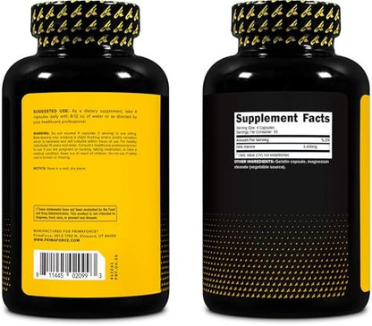Primaforce Beta-Alanin Kapseln 3.400 mg, 180 Kapseln (45 Portionen) - Hochwirksames Beta-Alanin Supplement