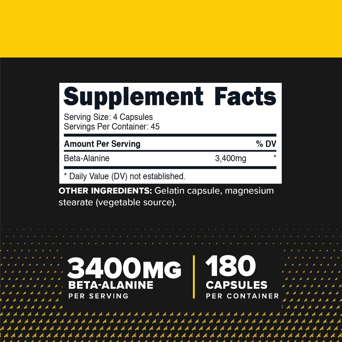 Primaforce Beta-Alanin Kapseln 3.400 mg, 180 Kapseln (45 Portionen) - Hochwirksames Beta-Alanin Supplement