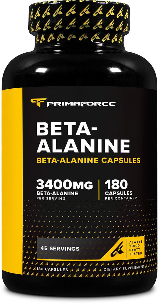 Primaforce Beta-Alanin Kapseln 3.400 mg, 180 Kapseln (45 Portionen) - Hochwirksames Beta-Alanin Supplement