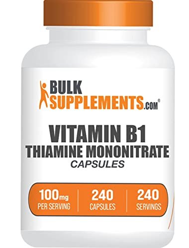 BulkSupplements.com Thiaminmononitrat Kapseln - Vitamin B1, Thiamin B1 Supplement, Thiamin 100 mg - Glutenfrei, 1 Kapsel pro Portion, 240 Kapseln (1er Pack)