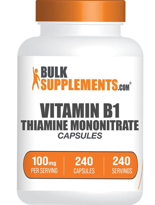 BulkSupplements.com Thiaminmononitrat Kapseln - Vitamin B1, Thiamin B1 Supplement, Thiamin 100 mg - Glutenfrei, 1 Kapsel pro Portion, 240 Kapseln (1er Pack)