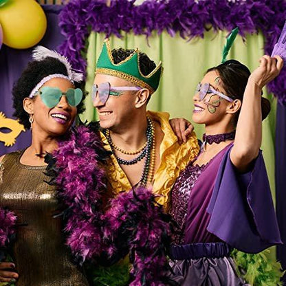 Whaline 6-teiliges Mardi Gras Accessoire-Set – 3 Glitzer-Stirnbänder & 3 Herzbrillen für Karneval, Kostüme & Partys (Lila, Grün, Gelb)