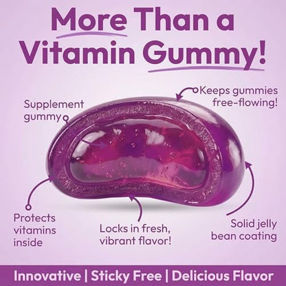 Human Beanz Multivitamin Jelly Bean Gummies mit Zink für Männer und Frauen, Immununterstützung, Nahrungsergänzungsmittel für Erwachsene, vegetarisch, 120 Berry Blast Jelly Beans, koscher