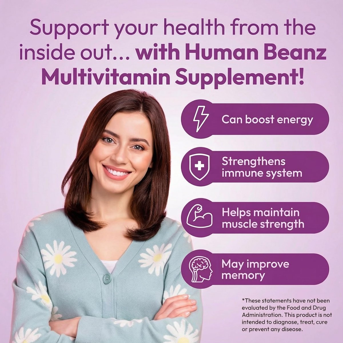 Human Beanz Multivitamin Jelly Bean Gummies mit Zink für Männer und Frauen, Immununterstützung, Nahrungsergänzungsmittel für Erwachsene, vegetarisch, 120 Berry Blast Jelly Beans, koscher