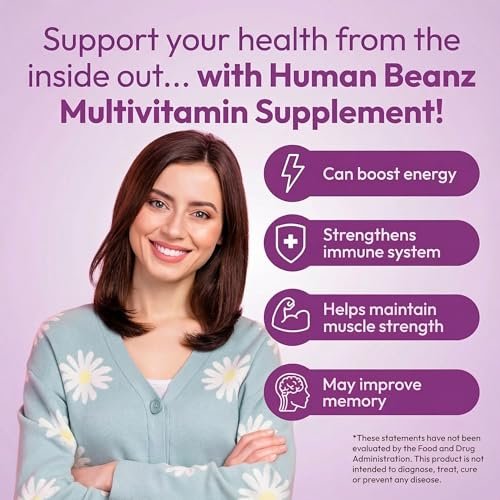 Human Beanz Multivitamin Jelly Bean Gummies mit Zink für Männer und Frauen, Immununterstützung, Nahrungsergänzungsmittel für Erwachsene, vegetarisch, 120 Berry Blast Jelly Beans, koscher