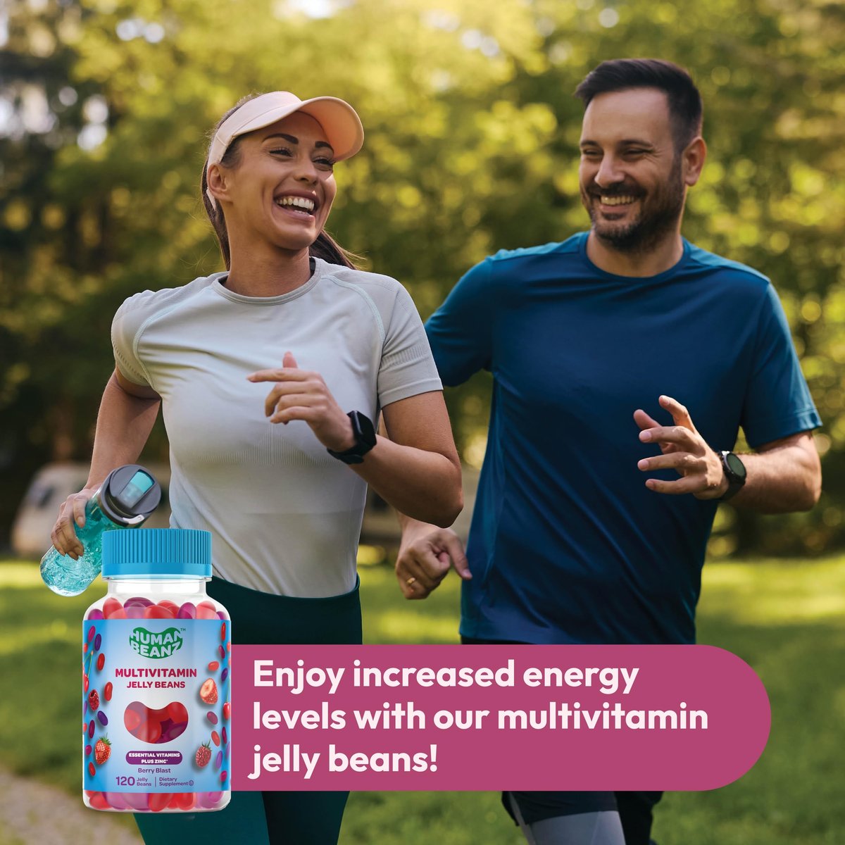 Human Beanz Multivitamin Jelly Bean Gummies mit Zink für Männer und Frauen, Immununterstützung, Nahrungsergänzungsmittel für Erwachsene, vegetarisch, 120 Berry Blast Jelly Beans, koscher