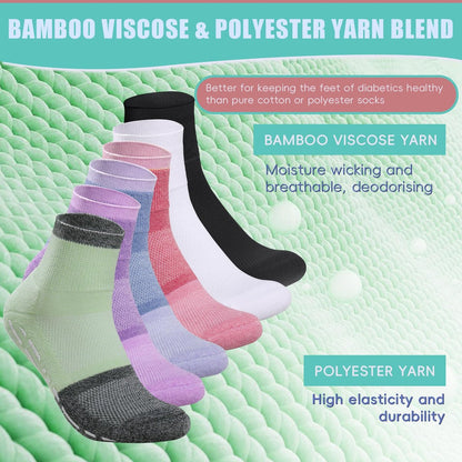 Bulinlulu Diabetiker Krankenhaus Socken mit Griffen für Herren Damen, 6 Paar nicht bindende Diabetiker Knöchel Slipper Socken Größe 39-45 (Hell-Mittel)