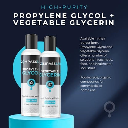 COMPASS LABORATORY Propylenglykol & pflanzliches Glycerin – 500 ml je Flasche | USP-Qualität, hochreine Mischlösungen