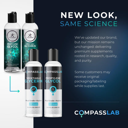 COMPASS LABORATORY Propylenglykol & pflanzliches Glycerin – 500 ml je Flasche | USP-Qualität, hochreine Mischlösungen