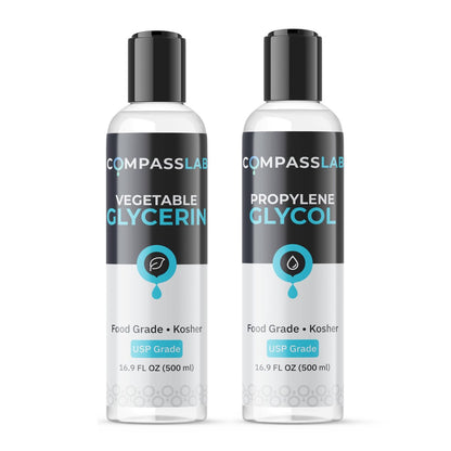 COMPASS LABORATORY Propylenglykol & pflanzliches Glycerin – 500 ml je Flasche | USP-Qualität, hochreine Mischlösungen