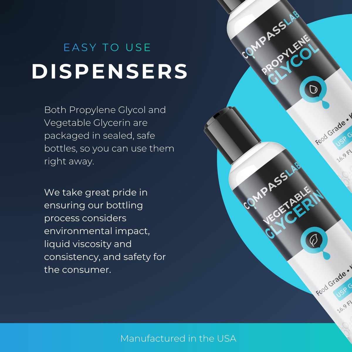 COMPASS LABORATORY Propylenglykol & pflanzliches Glycerin – 500 ml je Flasche | USP-Qualität, hochreine Mischlösungen