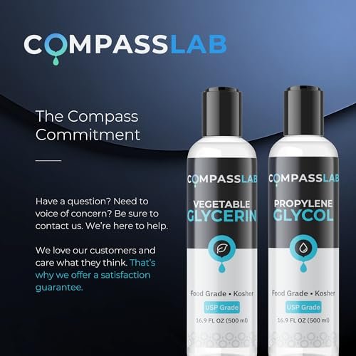 COMPASS LABORATORY Propylenglykol & pflanzliches Glycerin – 500 ml je Flasche | USP-Qualität, hochreine Mischlösungen