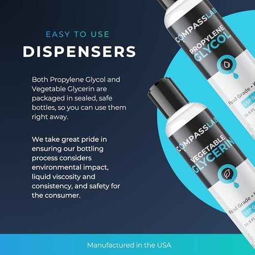 COMPASS LABORATORY Propylenglykol & pflanzliches Glycerin – 500 ml je Flasche | USP-Qualität, hochreine Mischlösungen