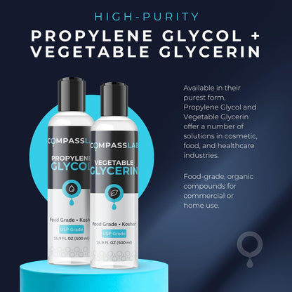 COMPASS LABORATORY Propylenglykol & pflanzliches Glycerin – 500 ml je Flasche | USP-Qualität, hochreine Mischlösungen