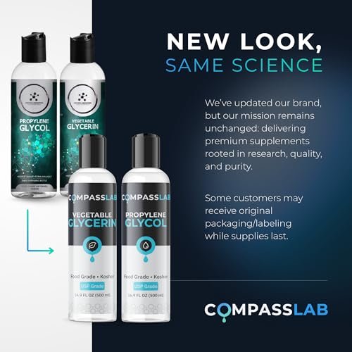 COMPASS LABORATORY Propylenglykol & pflanzliches Glycerin – 500 ml je Flasche | USP-Qualität, hochreine Mischlösungen