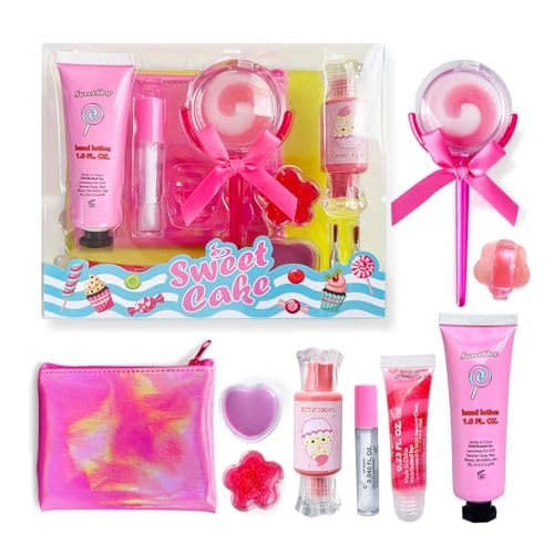 M&U MAKE YOU UP Lip Gloss Set für Mädchen – 11-teiliges Lippenpflege-Set mit Eiscreme- und Lutscher-förmigen Lip Glossen