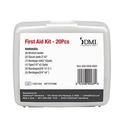 DMI Mini Erste-Hilfe-Set, 20-teilig, kompakt und tragbar, wasserabweisendes Gehäuse, für kleine Schnitte und Schrammen, FSA & HSA geeignet