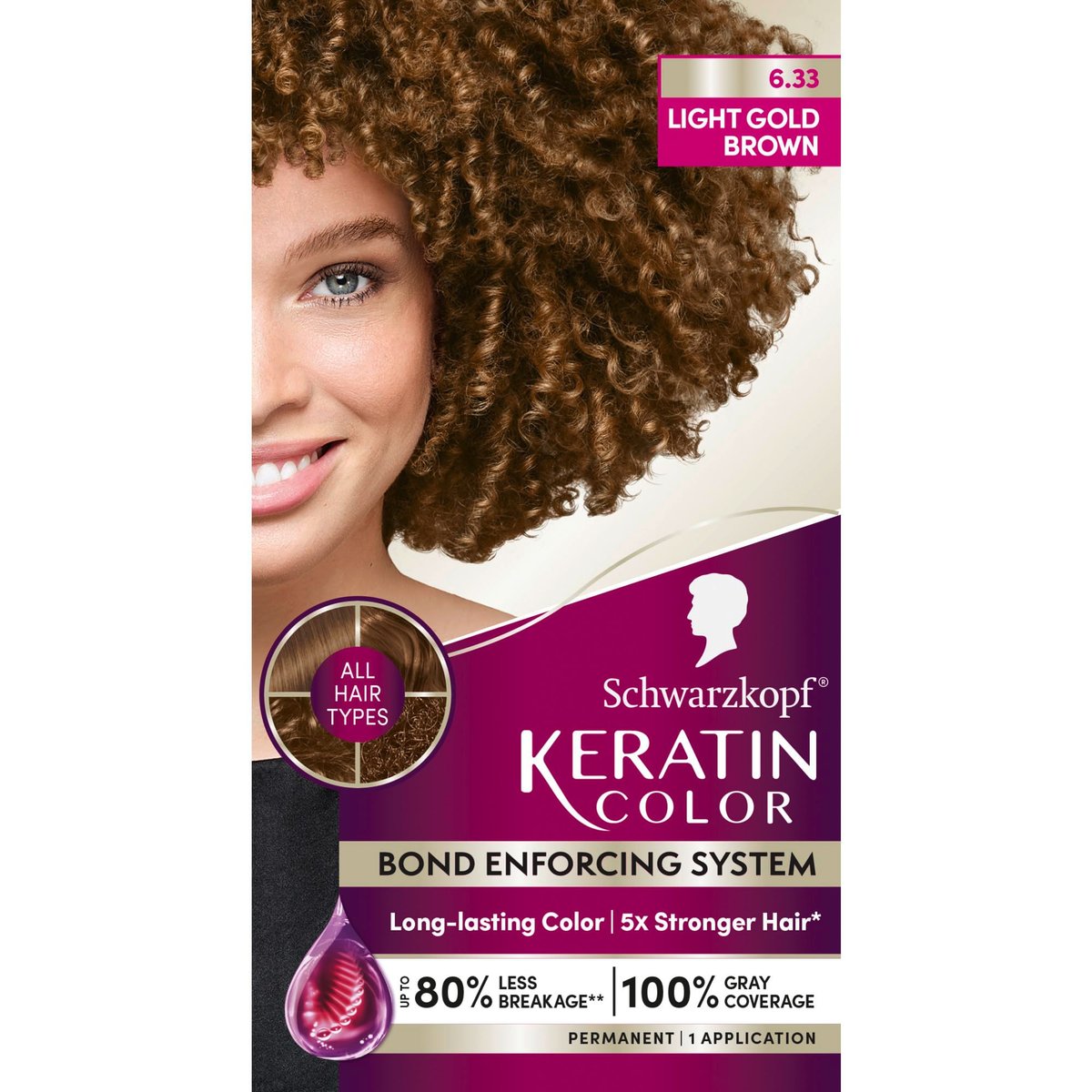 Schwarzkopf Keratin Permanent Haarfarbe Creme, 6.33 Hellgoldbraun – Professionelle Qualität mit bis zu 100% Grauabdeckung und Bond-Enforcing-System