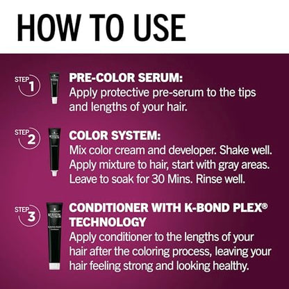 Schwarzkopf Keratin Dauerhafte Haarfarbe Creme, 2.6 Reichhaltiges Weiches Schwarz, Profiqualität für bis zu 100% Grauabdeckung, Bond-Enforcing-System