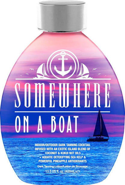 Somewhere On A Boat Bräunungslotion für Sonnenbänke & Sonnenbaden – Mit Kokosöl, Ananas & Sheabutter, 13,5 oz – Weiße Lotion, kein Bronzer