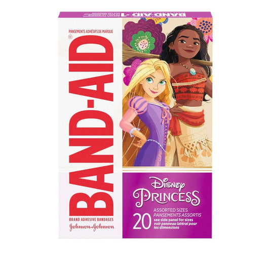 Band-Aid Pflaster mit Disney Princess Motiven – 20 bunte Wundpflaster für Kinder, verschiedene Größen