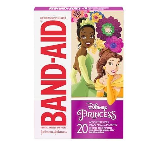Band-Aid Pflaster mit Disney Princess Motiven – 20 bunte Wundpflaster für Kinder, verschiedene Größen