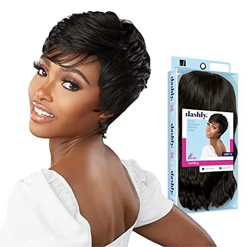 Sensationnel Dashly Perücke – Unit 9 Non Lace Cap, Ear-to-Ear Lacepart, Synthetisch, Farbe 1B Offblack