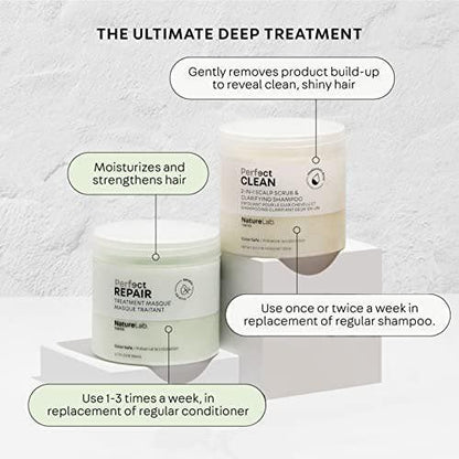 NatureLab.TOKYO Perfect Clean & Repair Treatment Duo: 2-in-1 Klärendes Kopfhaut-Peeling und Shampoo 240 ml & Perfekte Reparatur-Haarmaske 200 ml