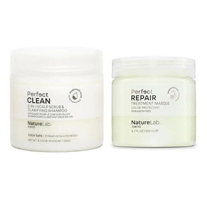 NatureLab.TOKYO Perfect Clean & Repair Treatment Duo: 2-in-1 Klärendes Kopfhaut-Peeling und Shampoo 240 ml & Perfekte Reparatur-Haarmaske 200 ml