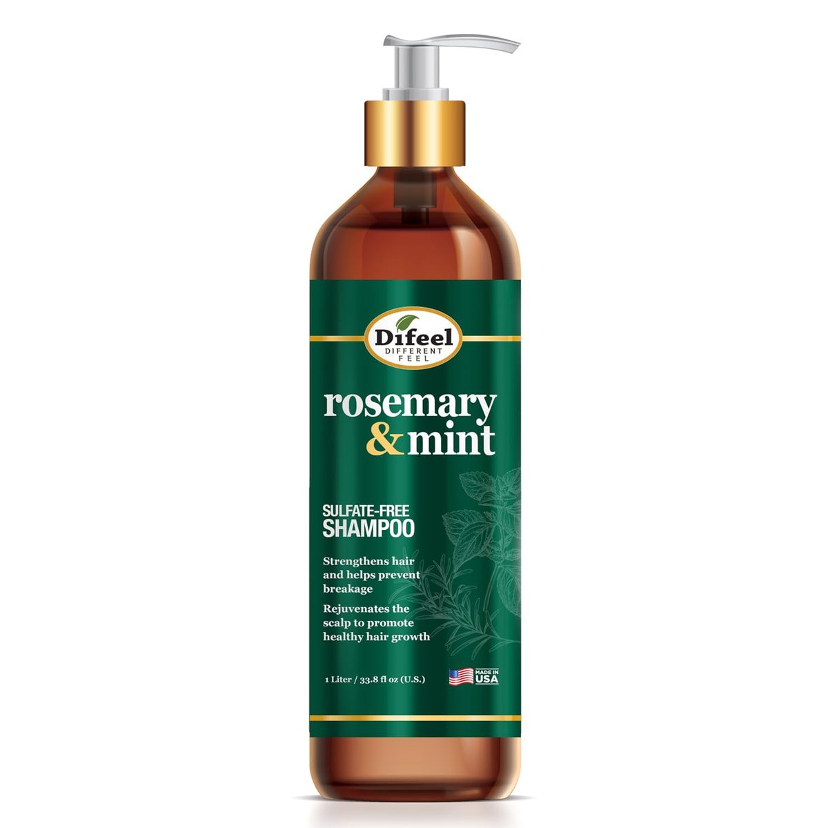 Difeel Rosmarin Minze Stärkendes Shampoo mit Biotin 33,8 oz - Mit natürlichem Rosmarinöl für Haarwachstum