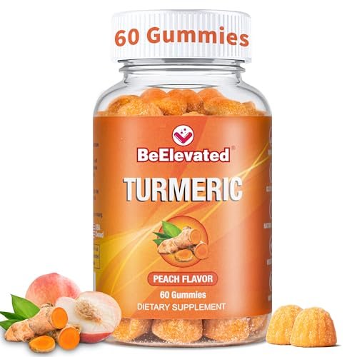 BeElevated Curcumin Kurkuma Gummibärchen – Kurkuma Extrakt und Ingwer Ergänzung – Vegan, Non-GMO, mit Schwarzem Pfeffer – 60 Stück – Pfirsichgeschmack – 30-Tage-Vorrat