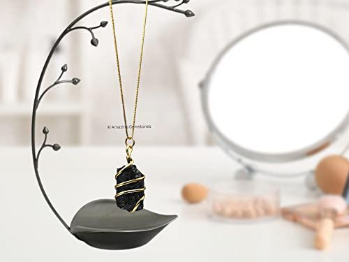 Amazing Gemstone Schwarzer Turmalin Anhänger Halskette für Damen – Premium Roh-Heilsteine als Geschenk für Mama, Mutter, Teenager und Freundin