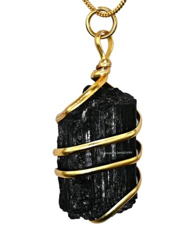 Amazing Gemstone Schwarzer Turmalin Anhänger Halskette für Damen – Premium Roh-Heilsteine als Geschenk für Mama, Mutter, Teenager und Freundin