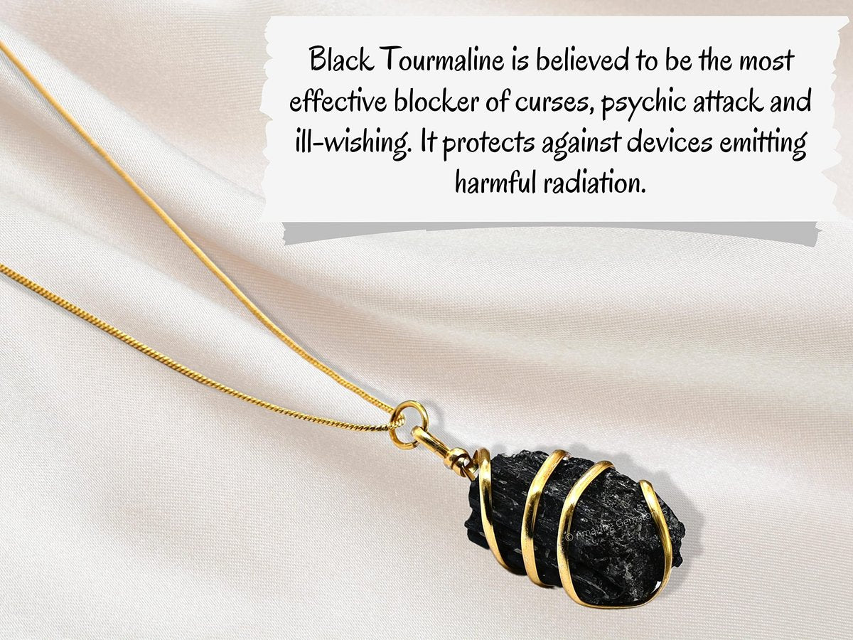 Amazing Gemstone Schwarzer Turmalin Anhänger Halskette für Damen – Premium Roh-Heilsteine als Geschenk für Mama, Mutter, Teenager und Freundin