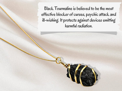 Amazing Gemstone Schwarzer Turmalin Anhänger Halskette für Damen – Premium Roh-Heilsteine als Geschenk für Mama, Mutter, Teenager und Freundin