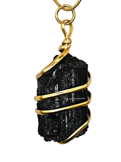 Amazing Gemstone Schwarzer Turmalin Anhänger Halskette für Damen – Premium Roh-Heilsteine als Geschenk für Mama, Mutter, Teenager und Freundin