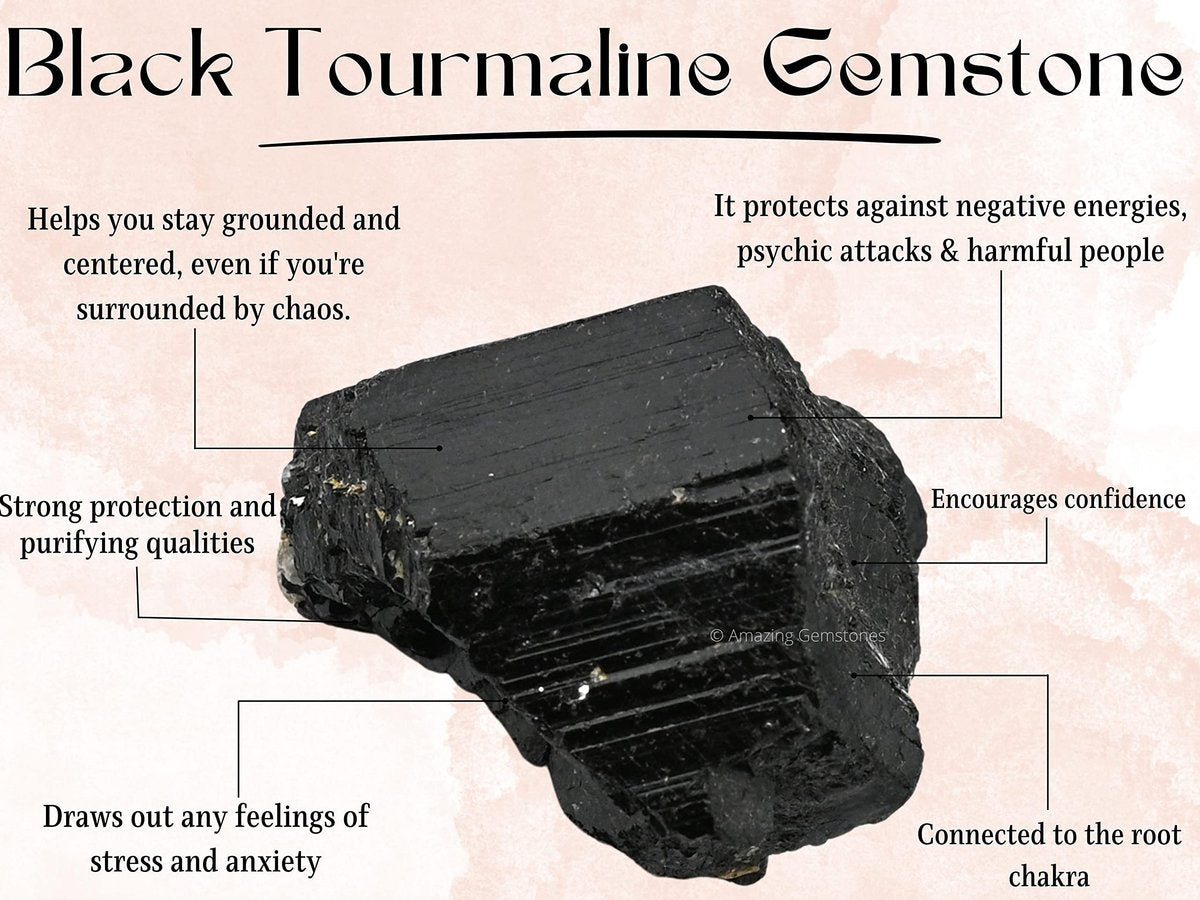 Amazing Gemstone Schwarzer Turmalin Anhänger Halskette für Damen – Premium Roh-Heilsteine als Geschenk für Mama, Mutter, Teenager und Freundin