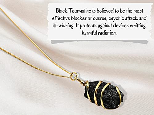 Amazing Gemstone Schwarzer Turmalin Anhänger Halskette für Damen – Premium Roh-Heilsteine als Geschenk für Mama, Mutter, Teenager und Freundin
