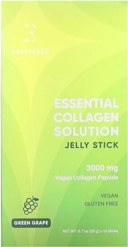 EVERYDAZE Essential Collagen Solution Jelly Stick – Pflanzlich, Grüne Traube, 10 Sticks, Vitamine & Mineralien für Männer & Frauen