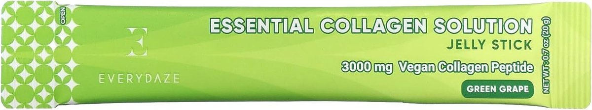 EVERYDAZE Essential Collagen Solution Jelly Stick – Pflanzlich, Grüne Traube, 10 Sticks, Vitamine & Mineralien für Männer & Frauen