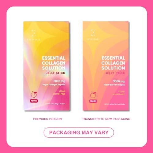 EVERYDAZE Essential Collagen Solution Jelly Stick – Pflanzlich, Pfirsichgeschmack, 10er-Pack – Vitamine, Mineralien, Antioxidantien für Männer & Frauen