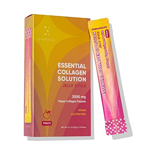 EVERYDAZE Essential Collagen Solution Jelly Stick – Pflanzlich, Pfirsichgeschmack, 10er-Pack – Vitamine, Mineralien, Antioxidantien für Männer & Frauen