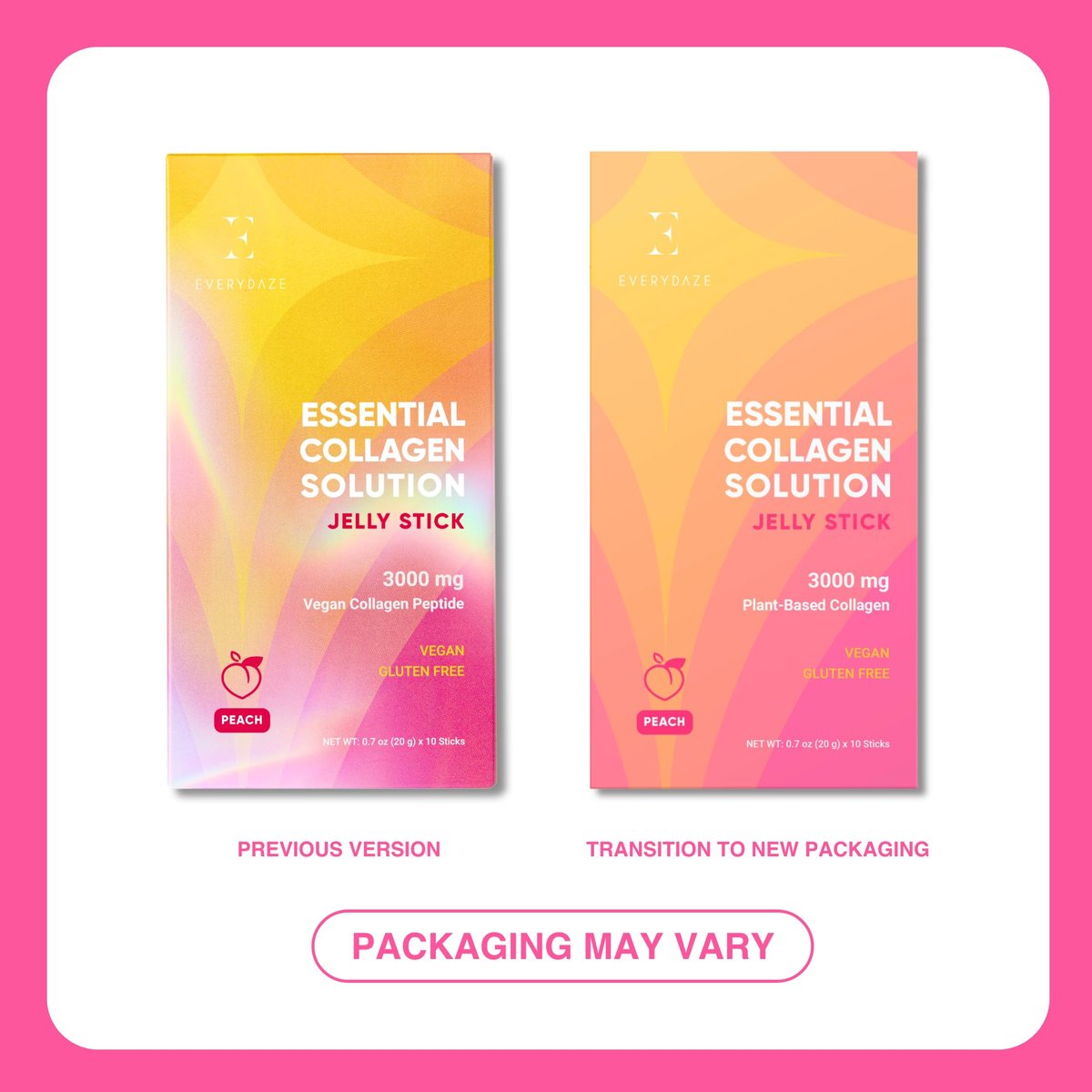 EVERYDAZE Essential Collagen Solution Jelly Stick – Pflanzlich, Pfirsichgeschmack, 10er-Pack – Vitamine, Mineralien, Antioxidantien für Männer & Frauen